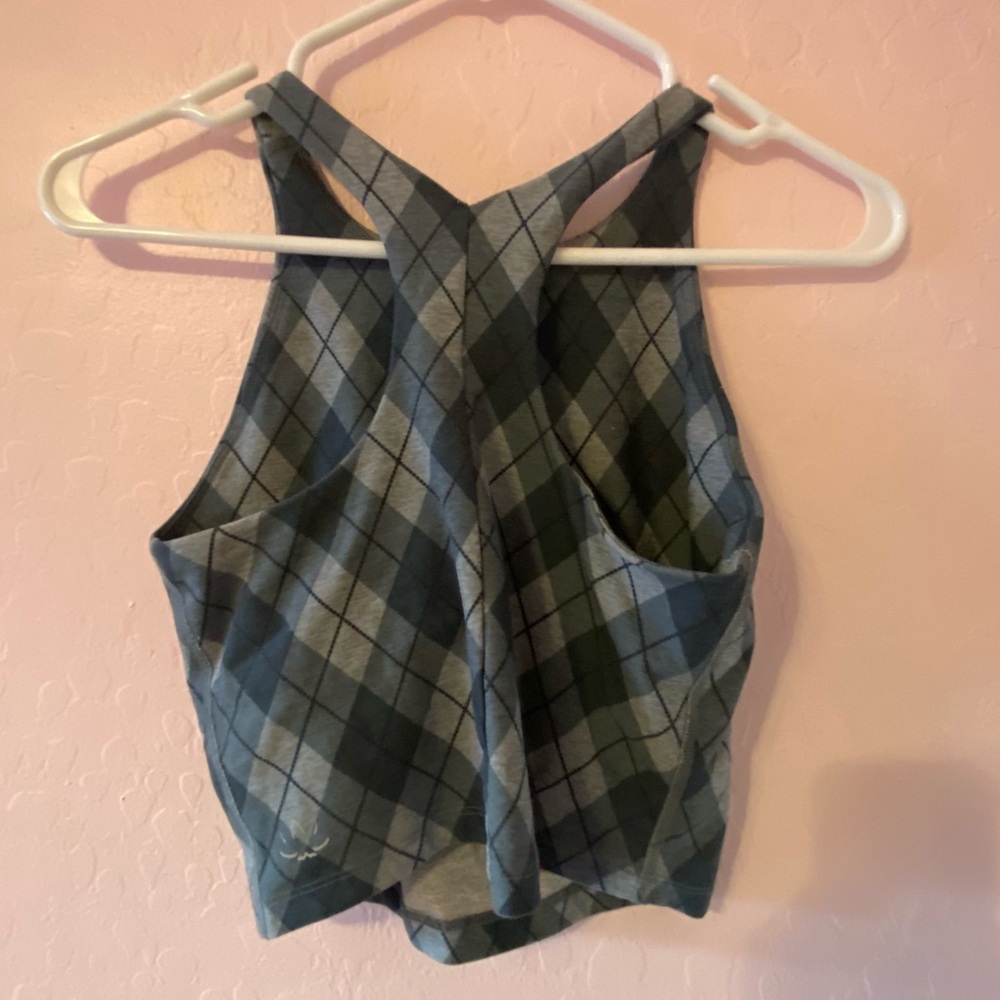 Beyond Yoga Plaid Blue Sports Bra Top - Picture 5 of 8